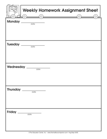 Homework assignment sheet