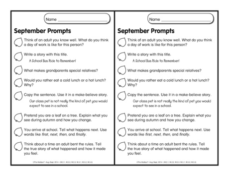September Writing Prompts, Lesson Plans - The Mailbox