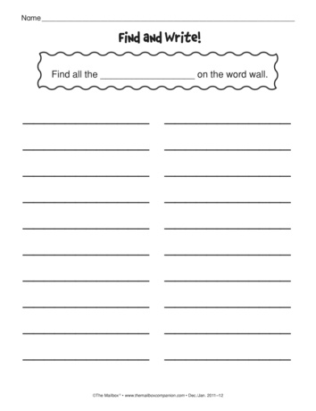 Find and Write!, Lesson Plans - The Mailbox