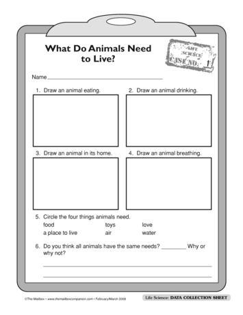 What Do Animals Need to Live?, Lesson Plans - The Mailbox