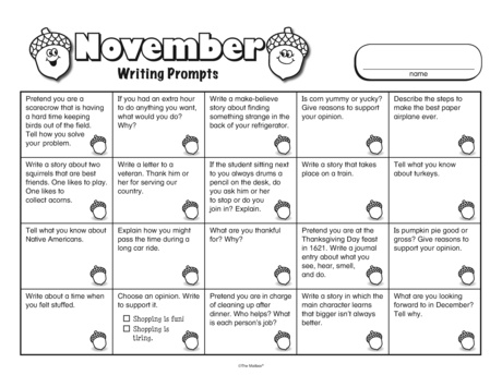 November Writing Prompts, Lesson Plans - The Mailbox